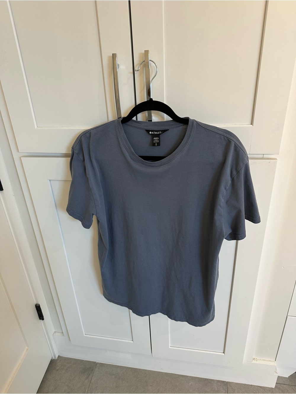 Athleta True Cotton Short Sleeve Crew Tee in Shadow Blue Size Large